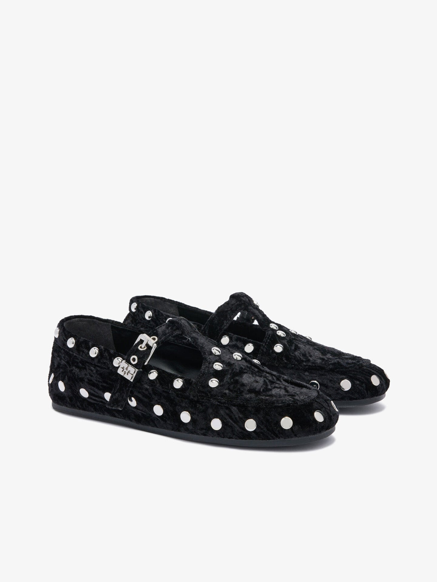Mary jenny studs small grain flats, black