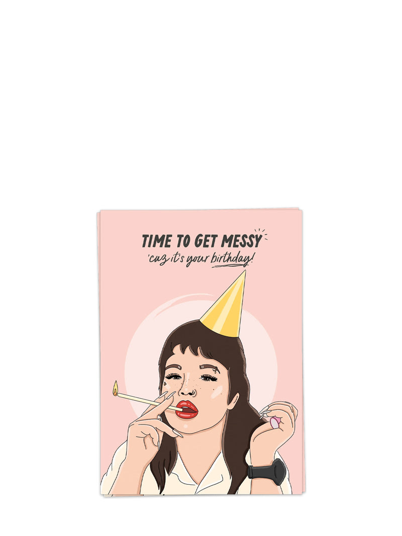 Messy birthday card (Lola Young)