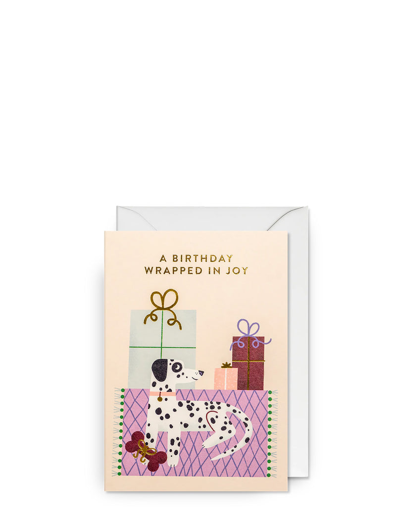 Wrapped in joy birthday card