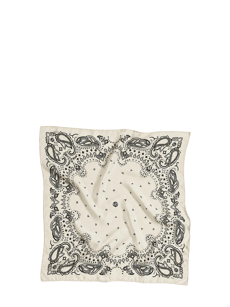 Paisley wool scarf, white (80cm)