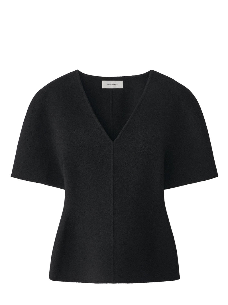 Doublé v neck top, black