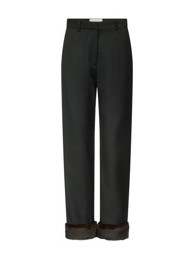 Haden straight trousers with faux fur trim, black/grizzly