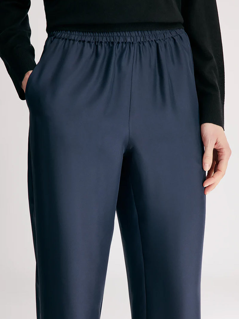 Alera wide leg silk pants, navy