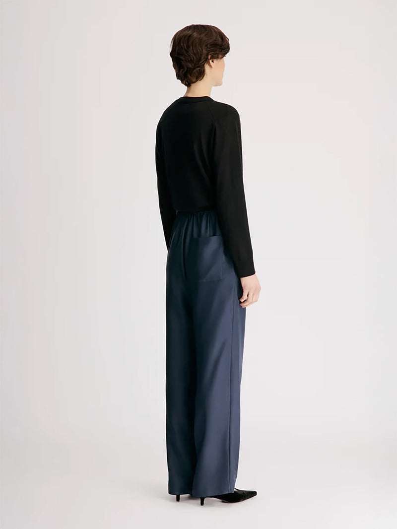 Alera wide leg silk pants, navy
