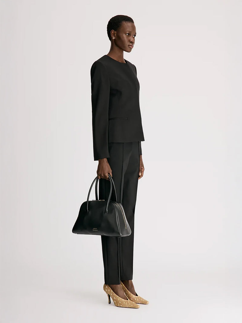 Ema collarless tailored jacket, black