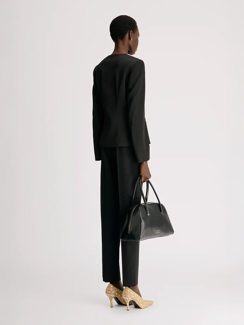 Ema collarless tailored jacket, black