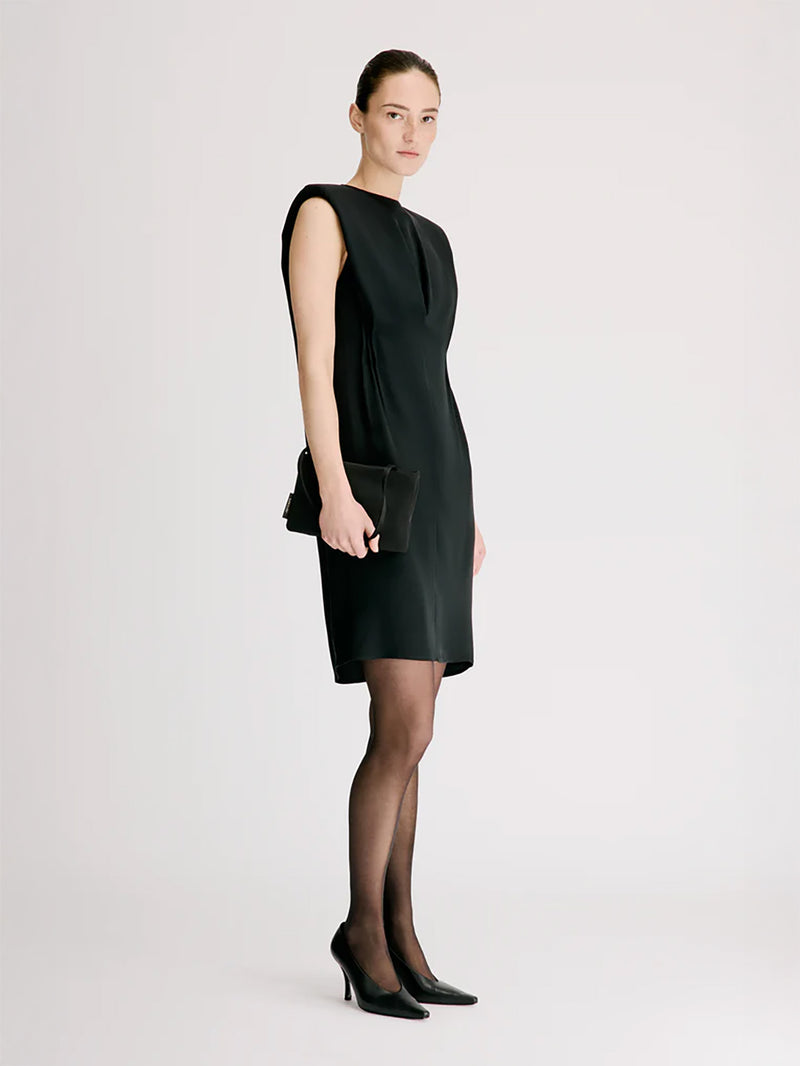 Lio pleated midi-dress, black