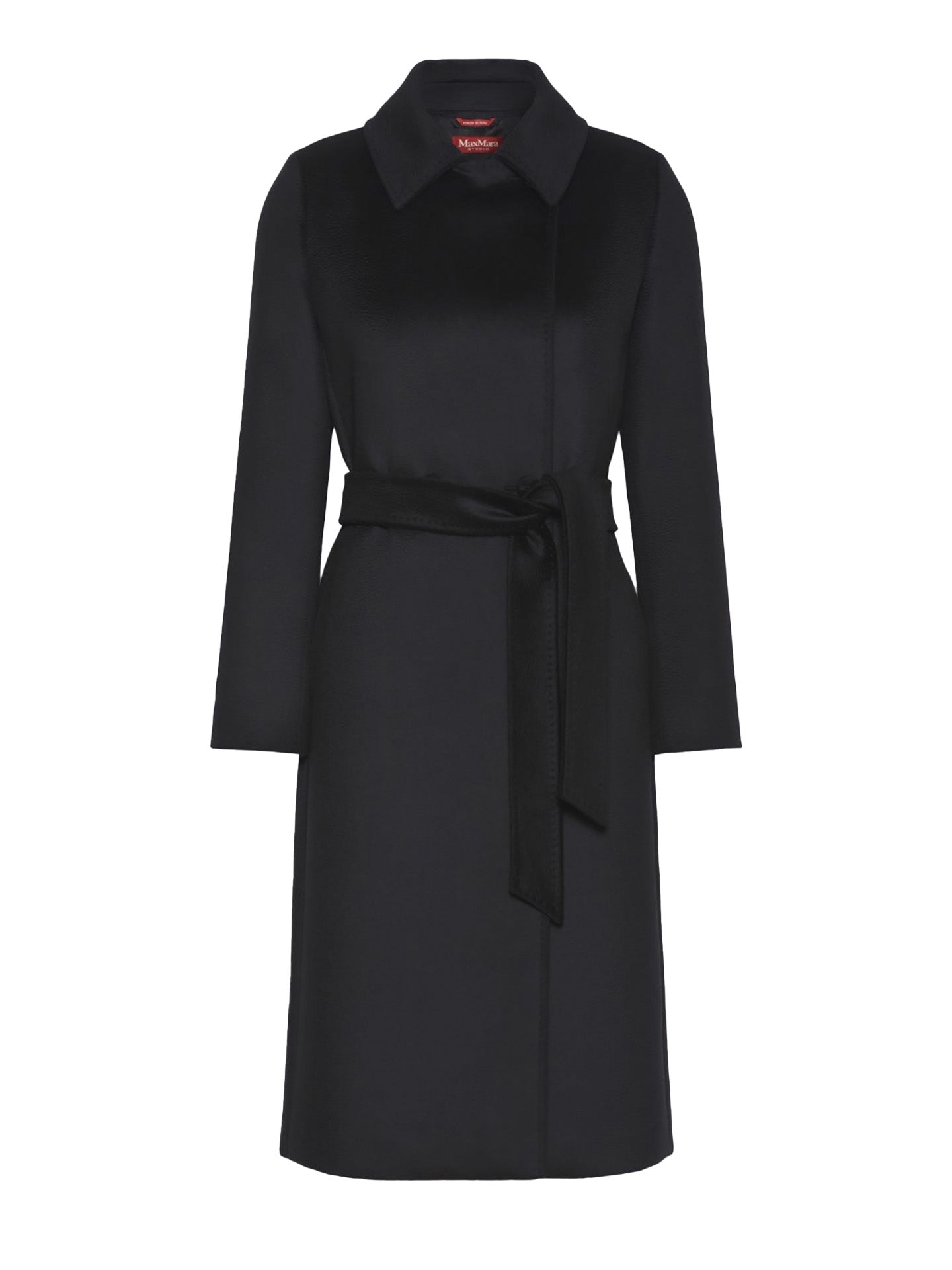 Double breasted virgin wool coat, black