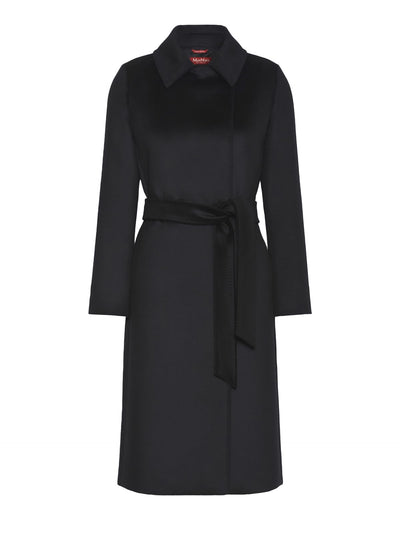 Double breasted virgin wool coat, black