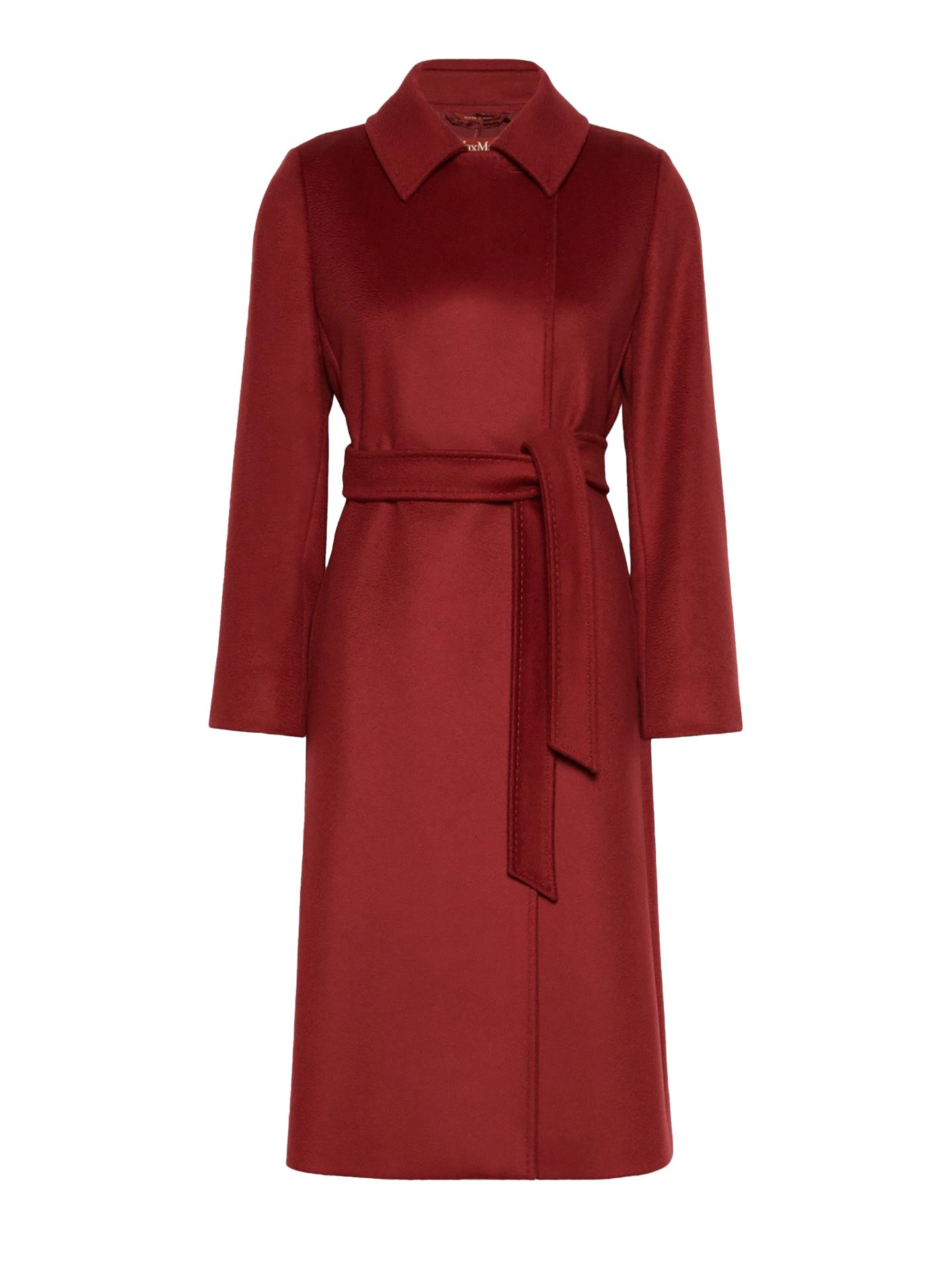 Double breasted virgin wool coat, ruby