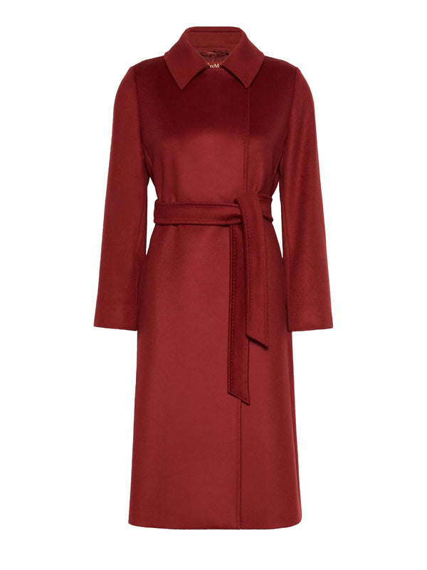 Double breasted virgin wool coat, ruby