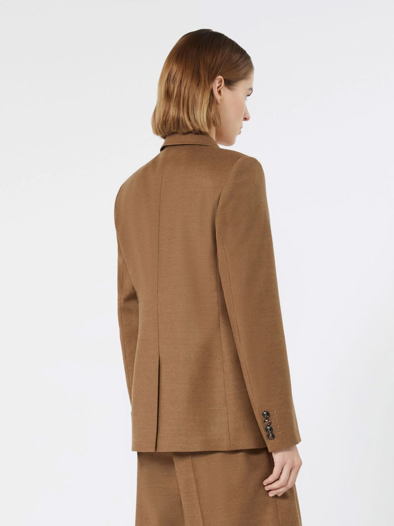 Uditore wool double breasted blazer jacket, tobacco