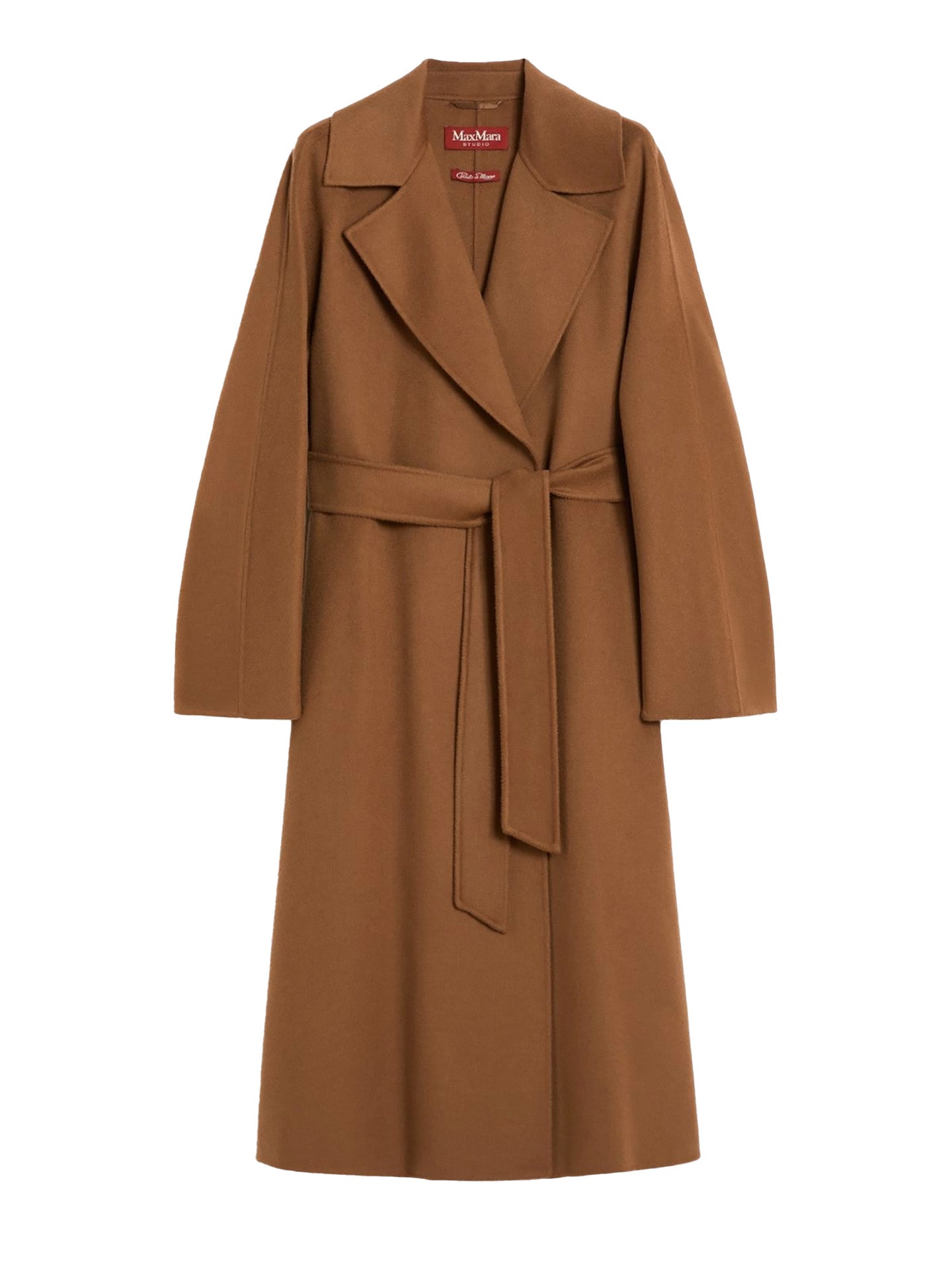 Wool-silk wrap coat, camel