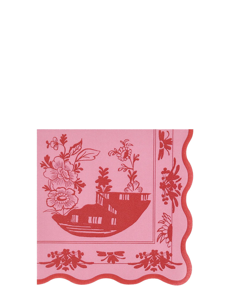 Pink vintage botanical cocktail napkins