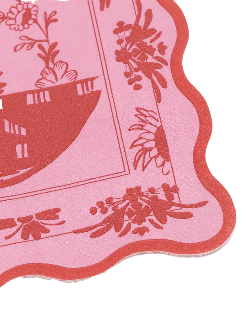 Pink vintage botanical cocktail napkins