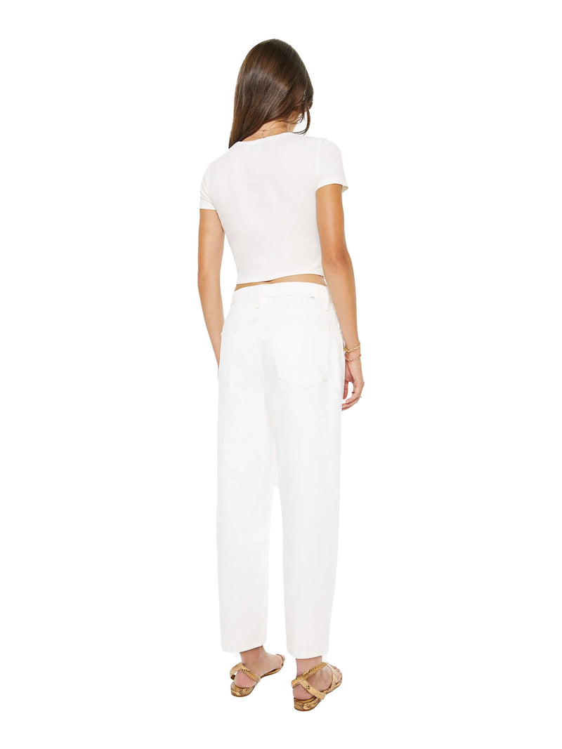 The rabbit hole barrel-leg jeans, "Picket Fence" white wash