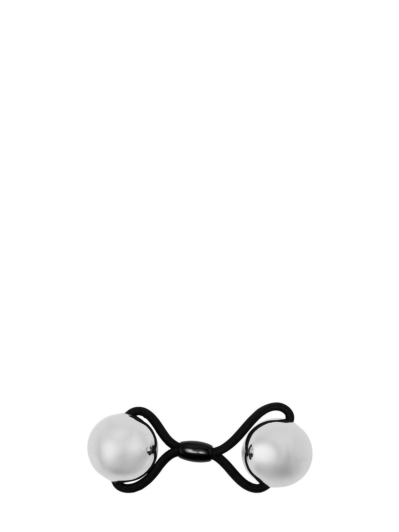Hair tie with 2 silver balls