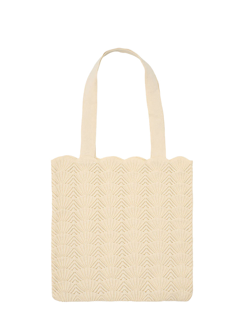 Shelly lace knit bag, ivory