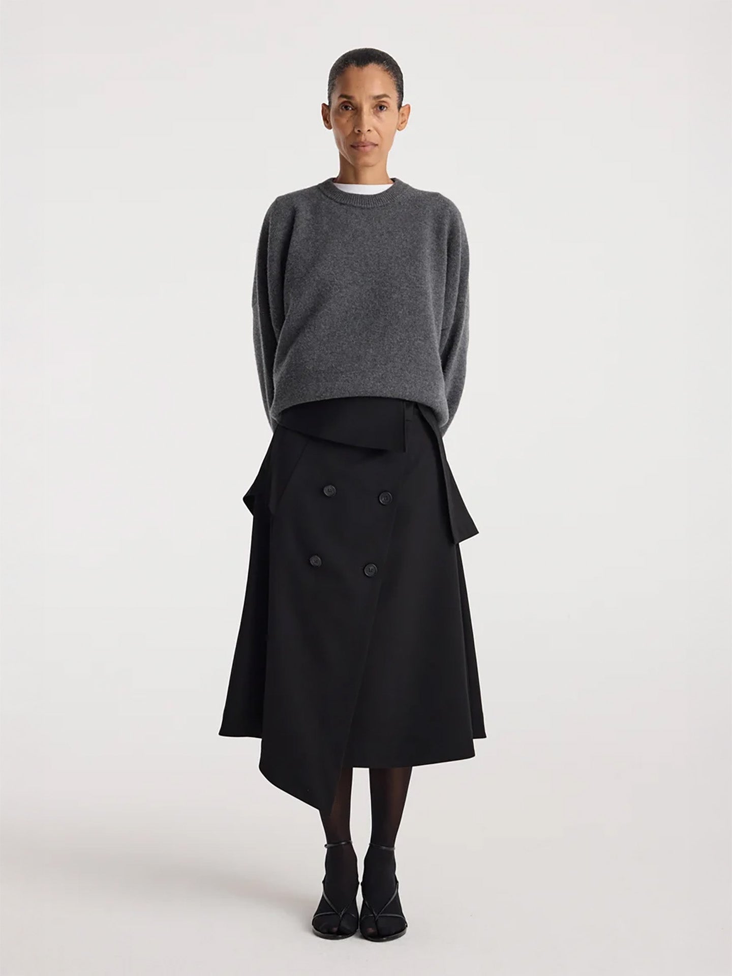 Deconstructed trench skirt, black