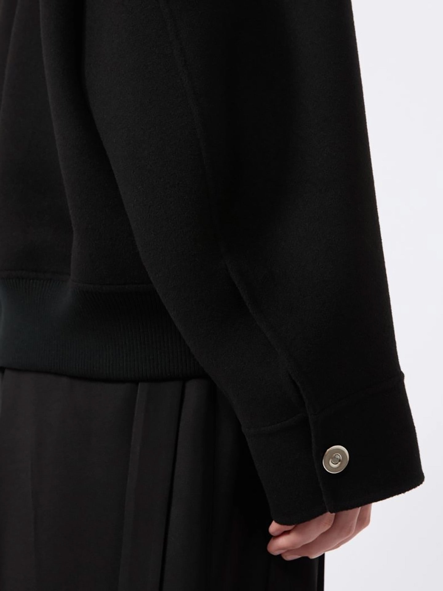 Double-faced wool bomber coat, black