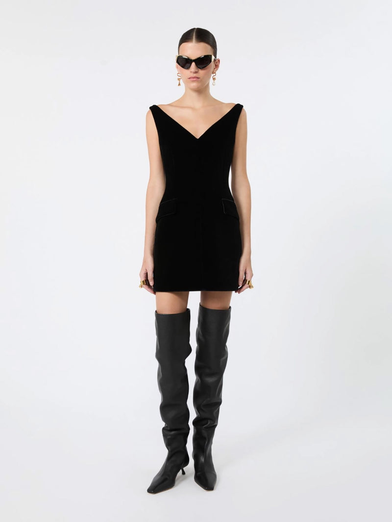 Tefrite08 sleeveless velvet mini dress, black