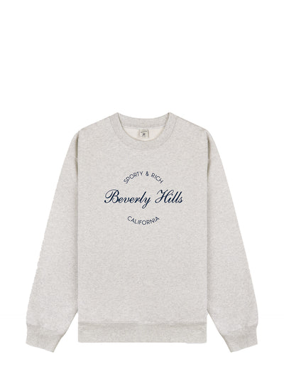 Beverly Script Crewneck, heather gray - navy
