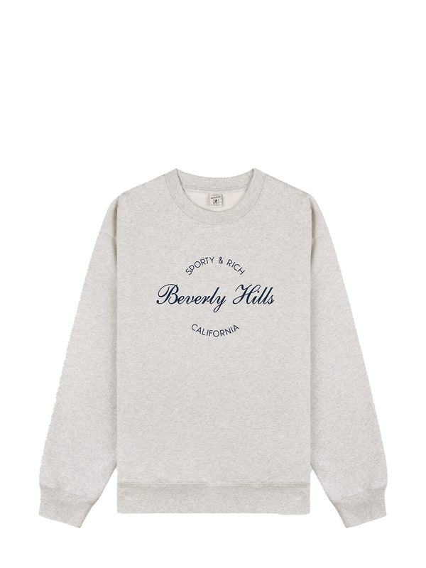 Beverly Script Crewneck, heather gray - navy