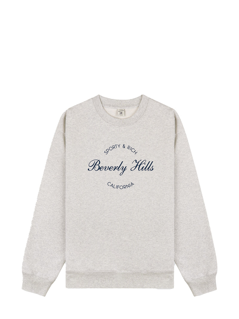 Beverly Script Crewneck, heather gray - navy