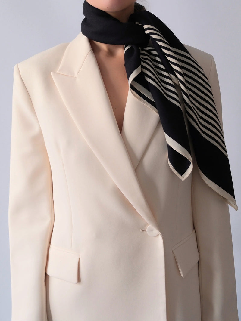 Striped wool scarf, black (90cm)