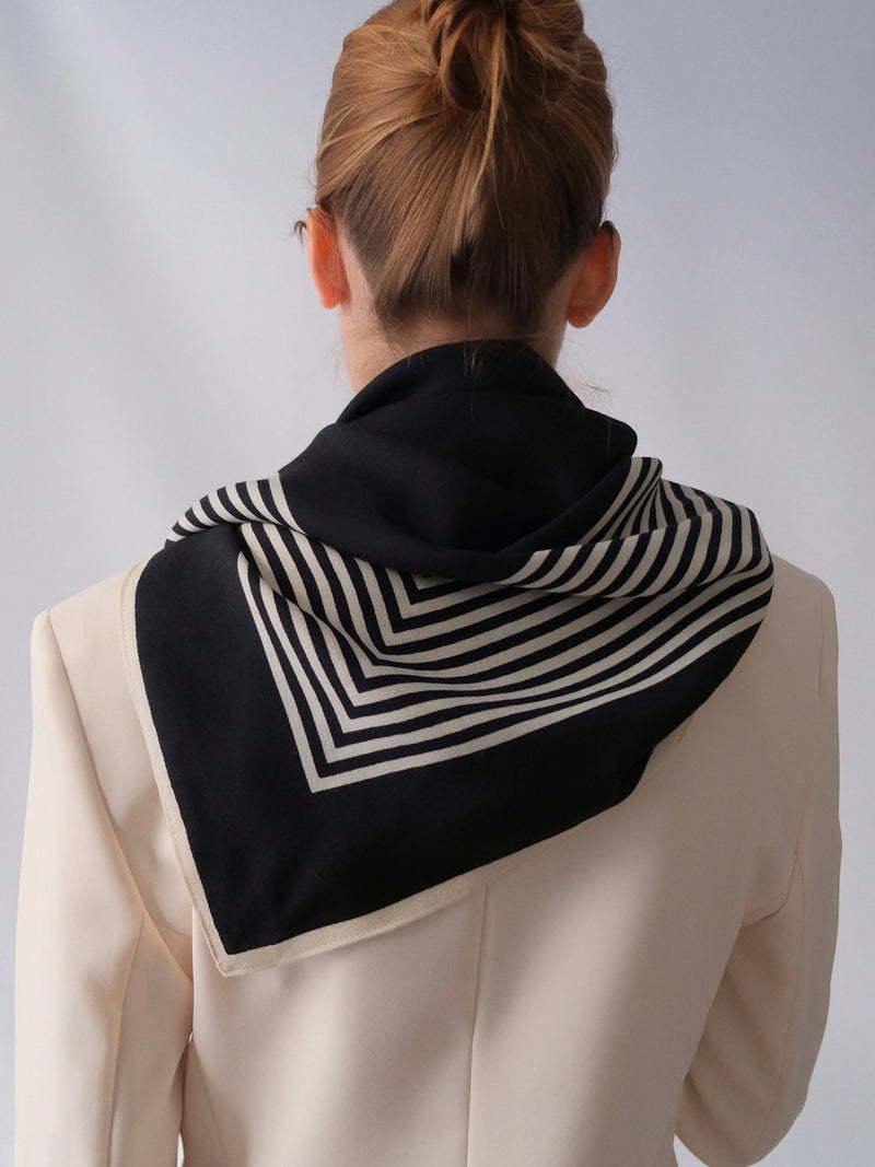 Striped wool scarf, black (90cm)