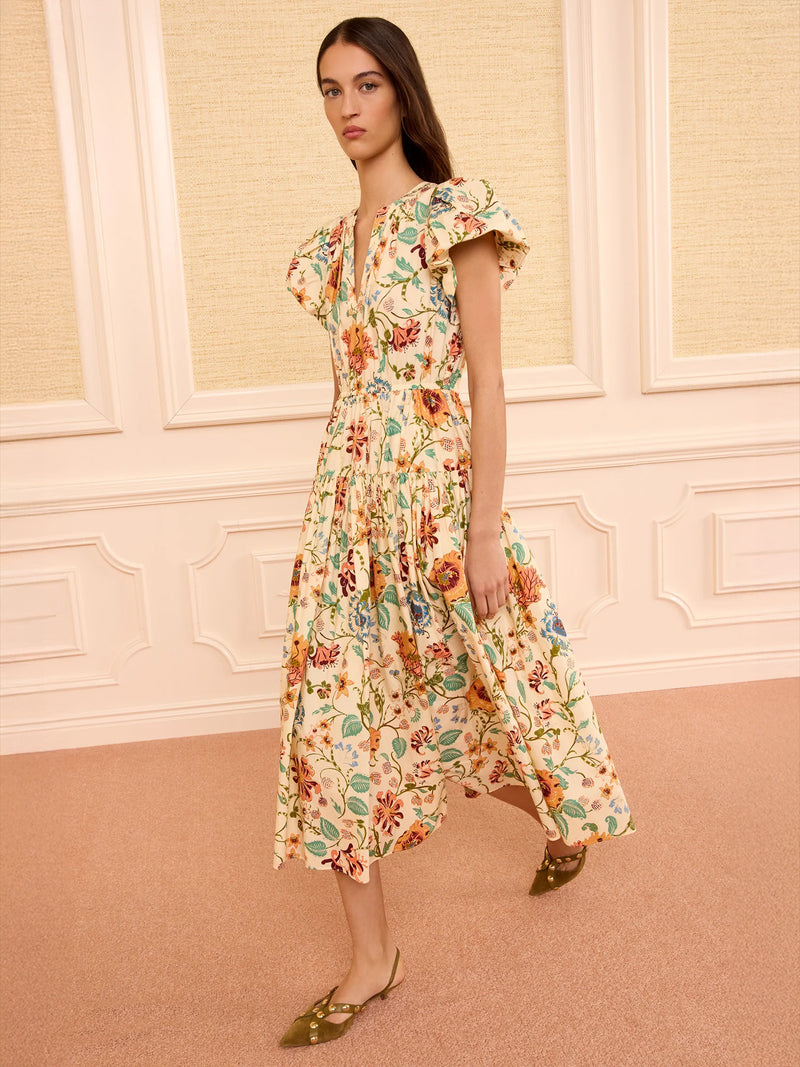 Marin cotton midi dress, abalone