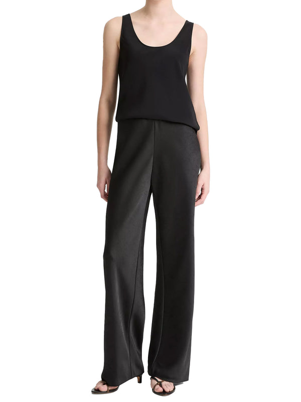 Colette high waits fluid satin bias pant, black