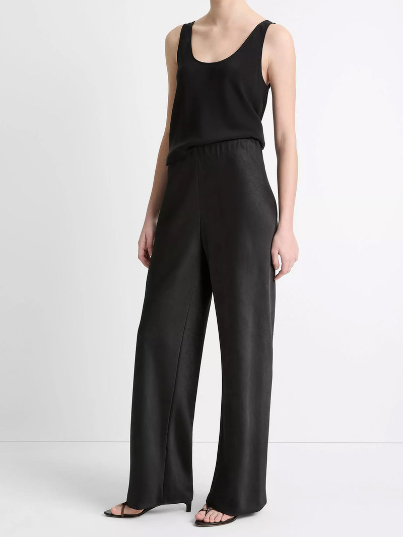 Colette high waits fluid satin bias pant, black