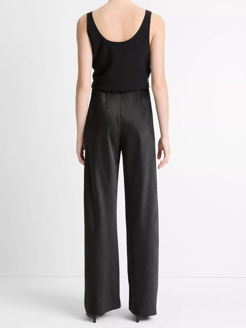 Colette high waits fluid satin bias pant, black