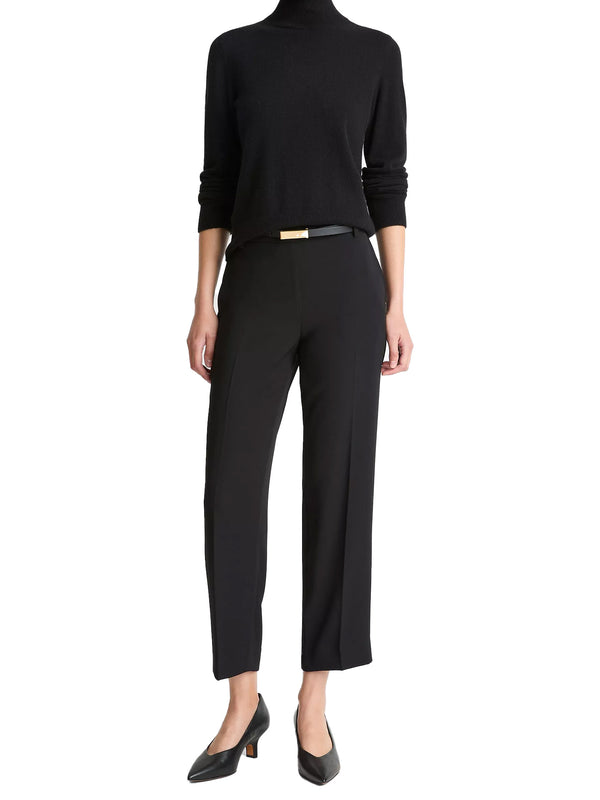 Mid rise tapered pull on pant, black