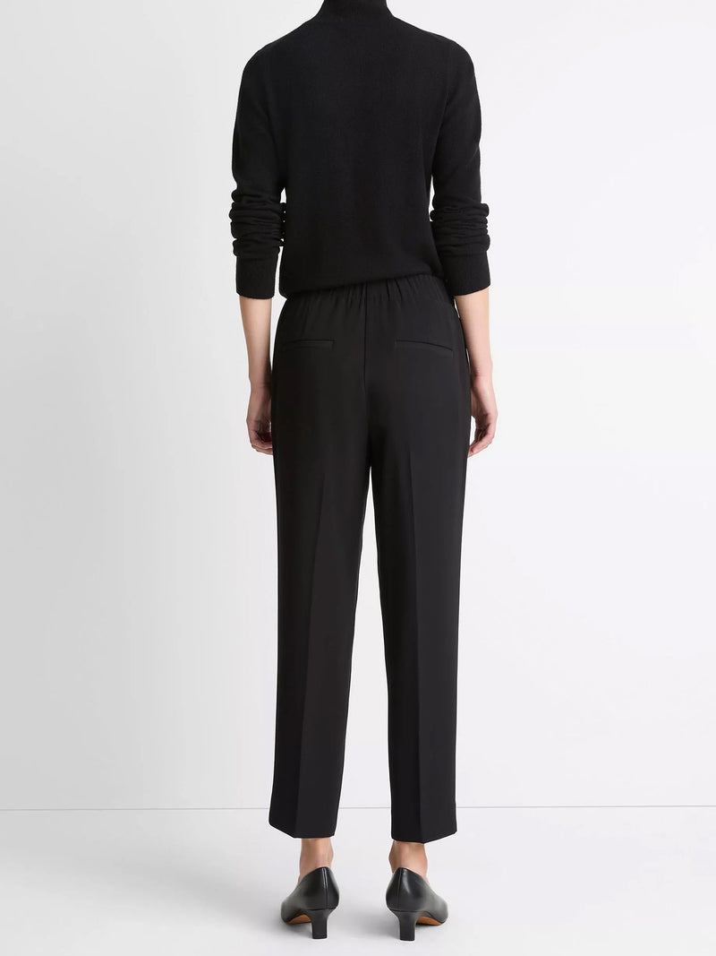 Mid rise tapered pull on pant, black