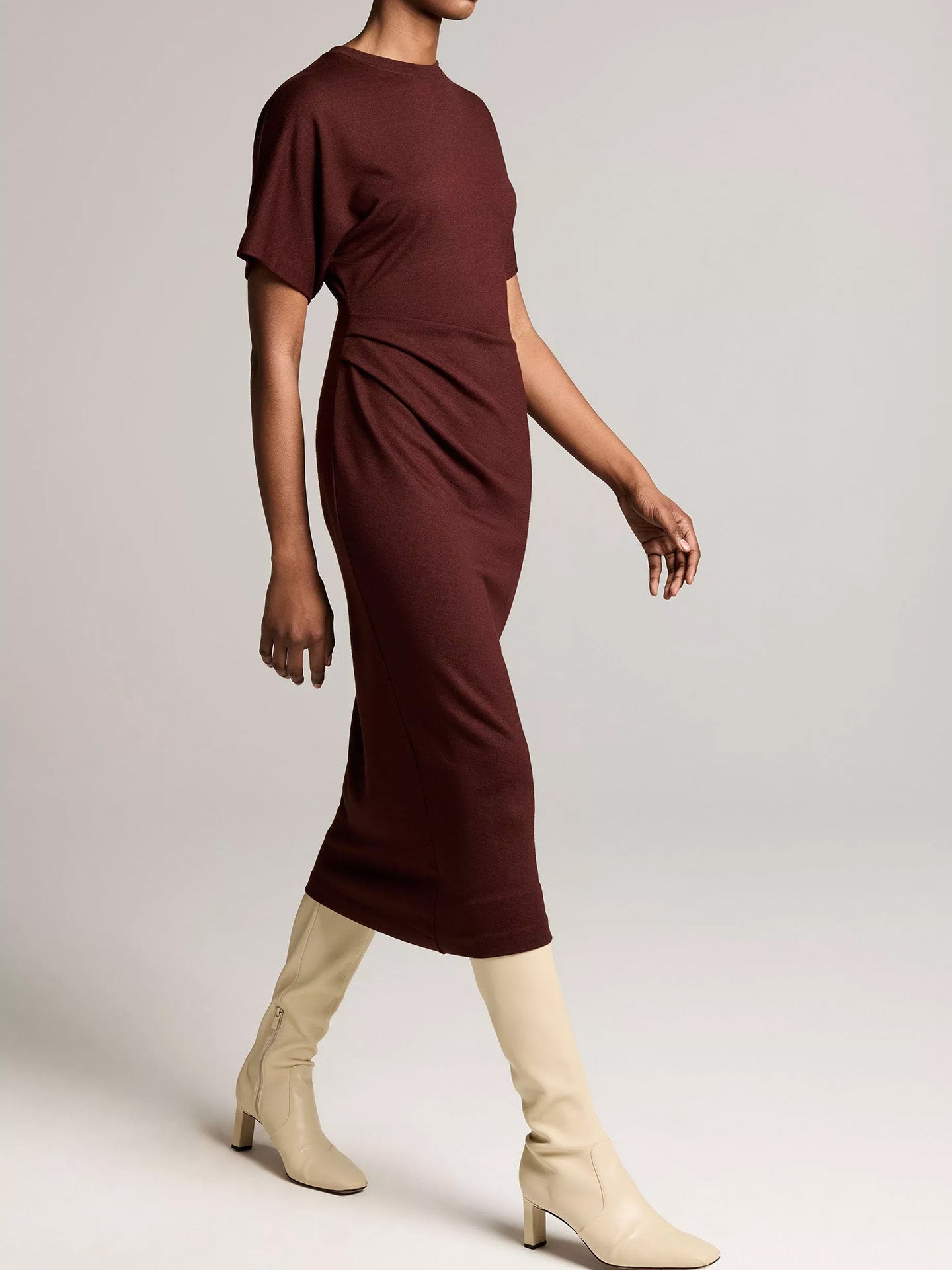 Side rouche dress, black rose