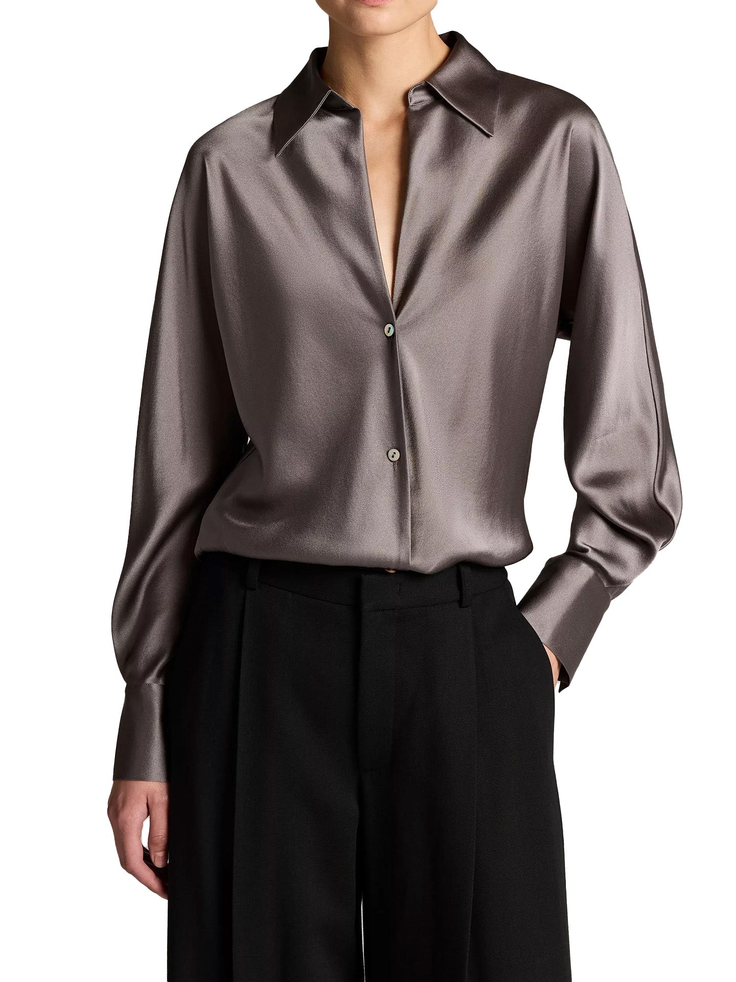 Bias long sleeve blouse, wolf