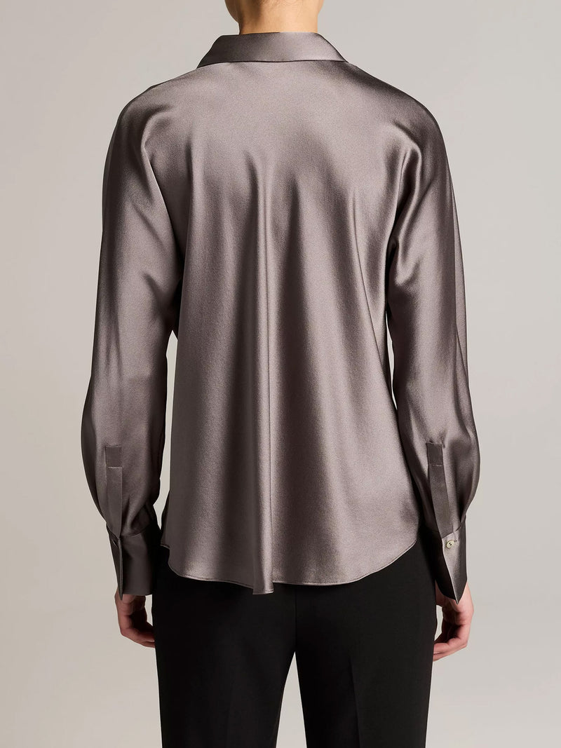 Bias long sleeve blouse, wolf