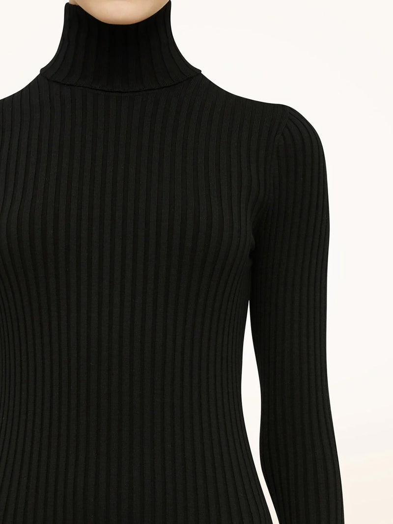 Merino rib dress, black