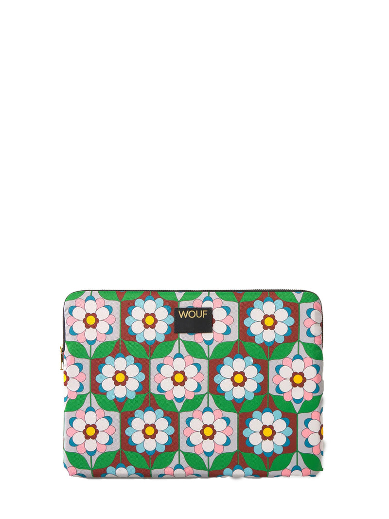 Floral patterned product with 'Wouf' branding on a white background