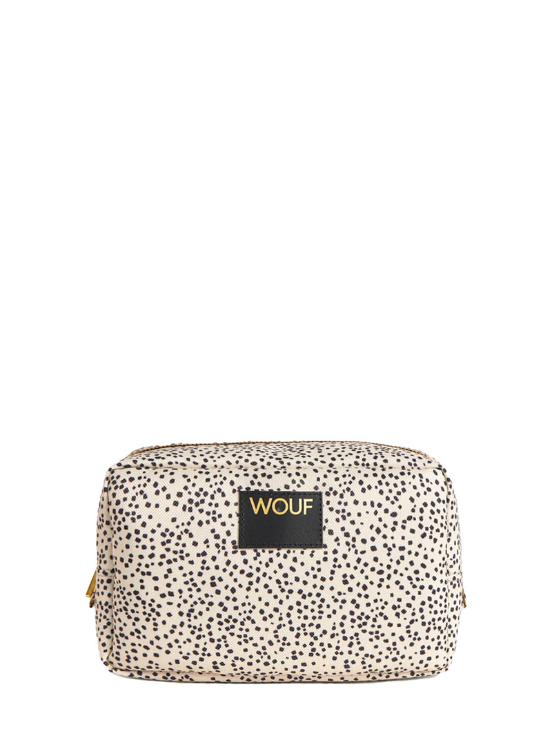 Patterned pouch with 'WOUF' brand logo on a white background