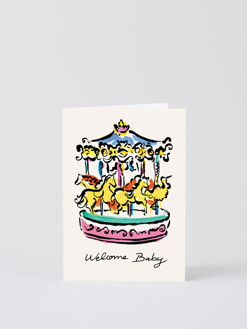 Welcome baby carousel, new baby card