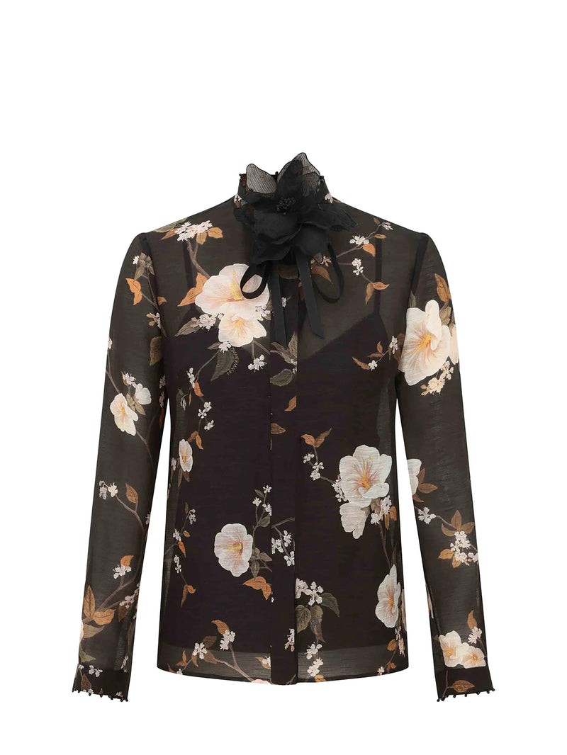 Ascent embellished body shirt, black rose mallow