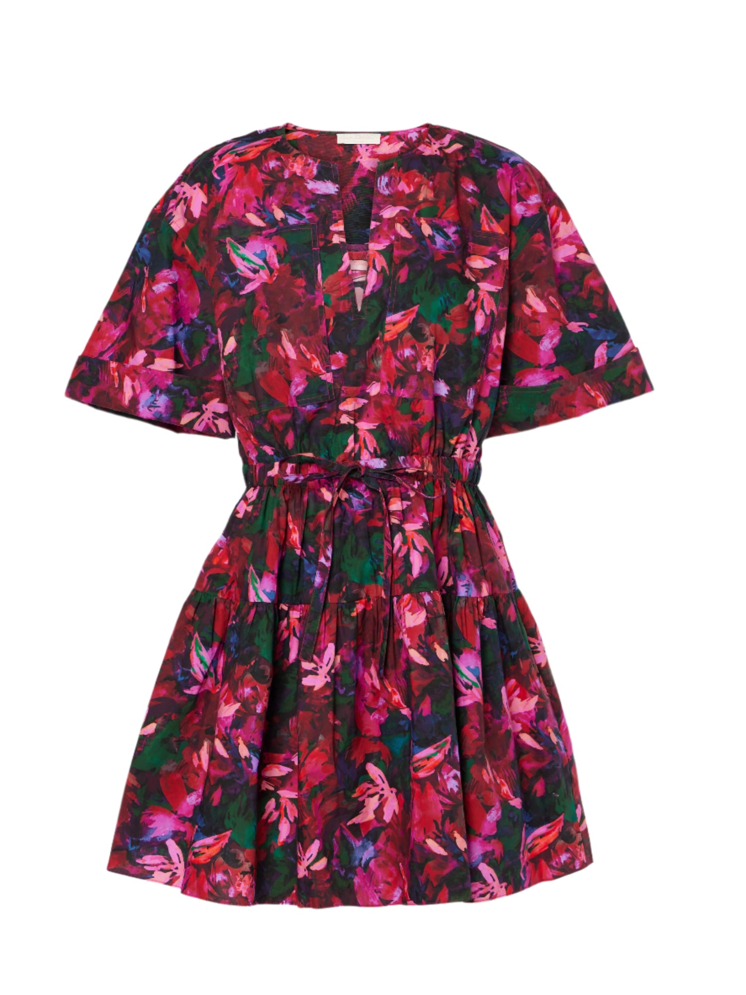 Nadira Dress, hibiscus brushstroke floral print