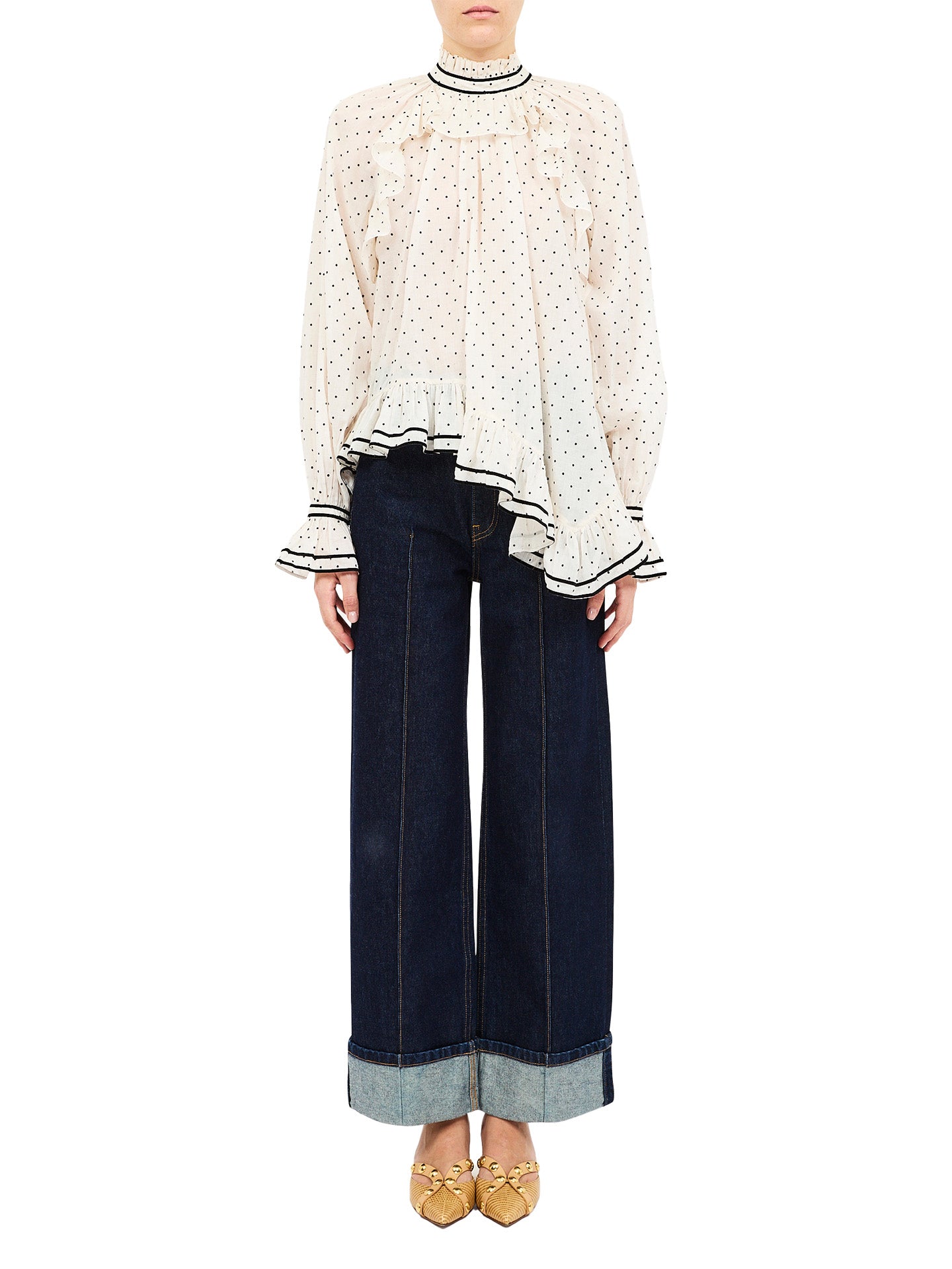 Marcella long sleeve cotton blouse, white