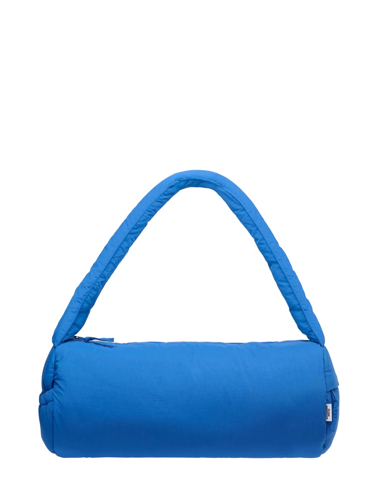 Blue shoulder bag on a light gray background