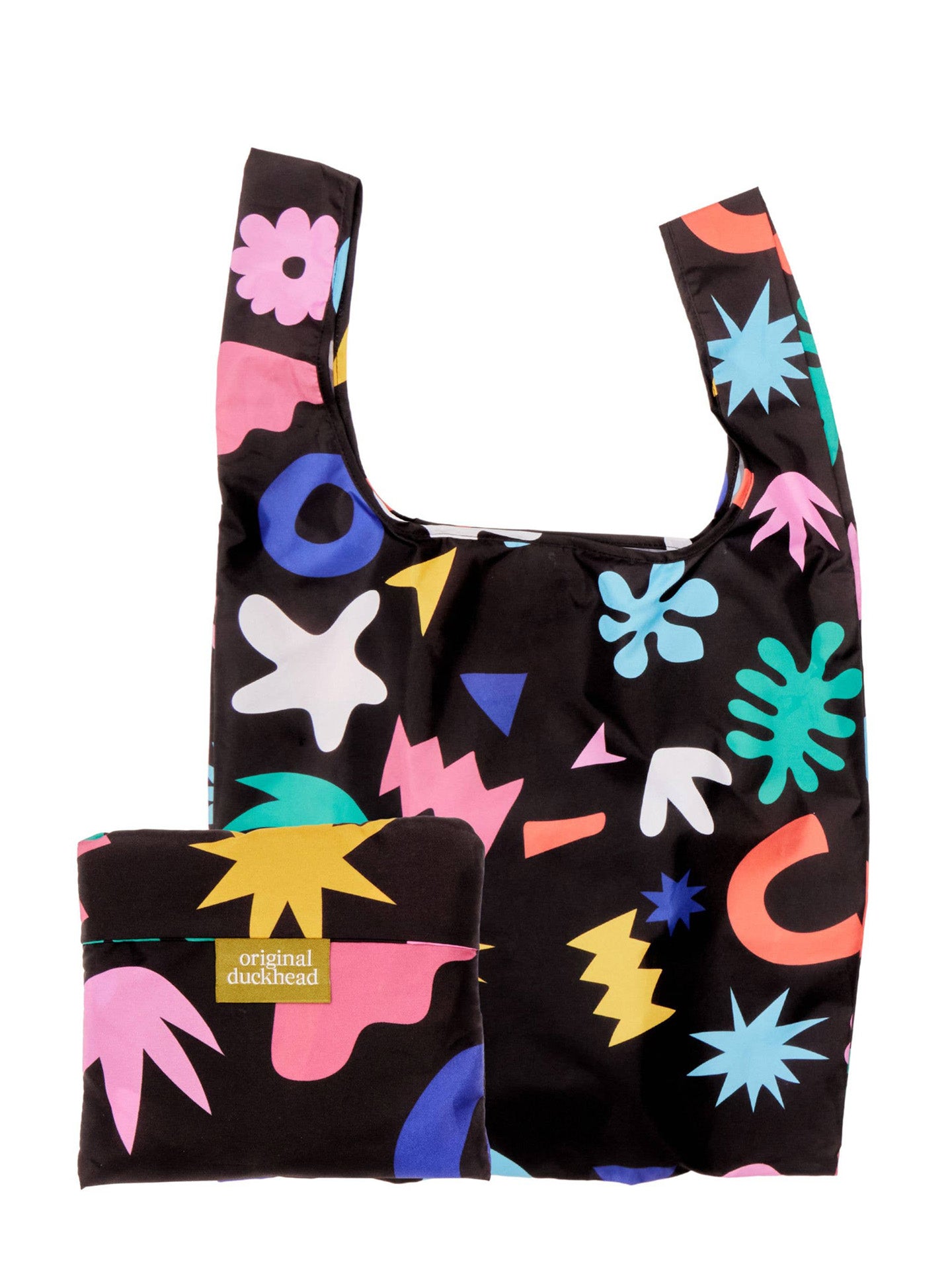 Palma print foldable light shopper, black-multi