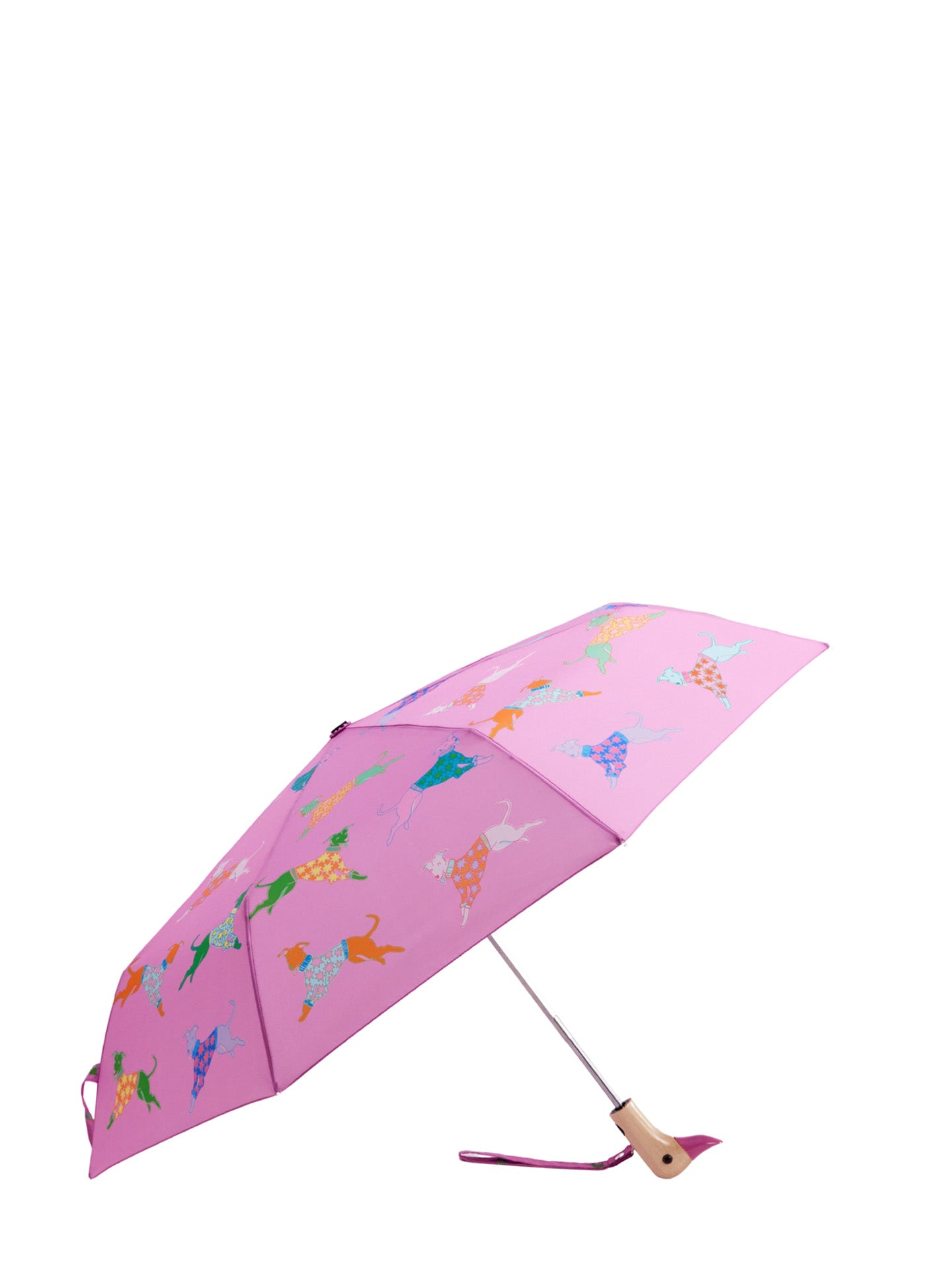 Whippet print duck umbrella, dogs in pink