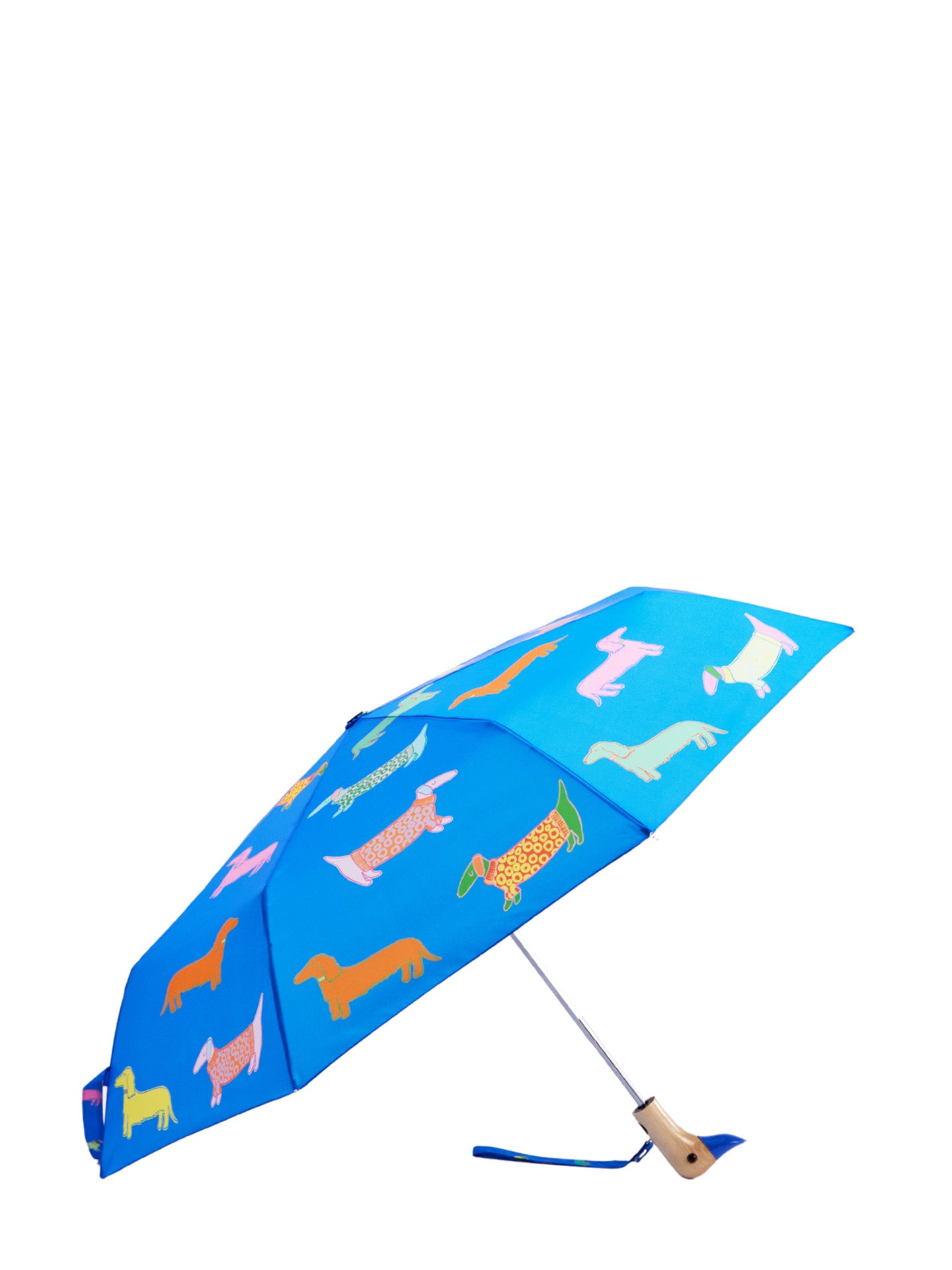 Dachshund print duck umbrella, dogs in blue